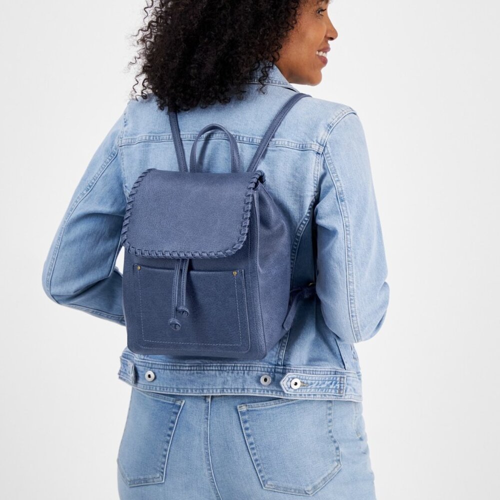 Style and Co Whip Stitch Backpack Moonlight Blue Magnetic Snap NWT - Picture 4 of 4